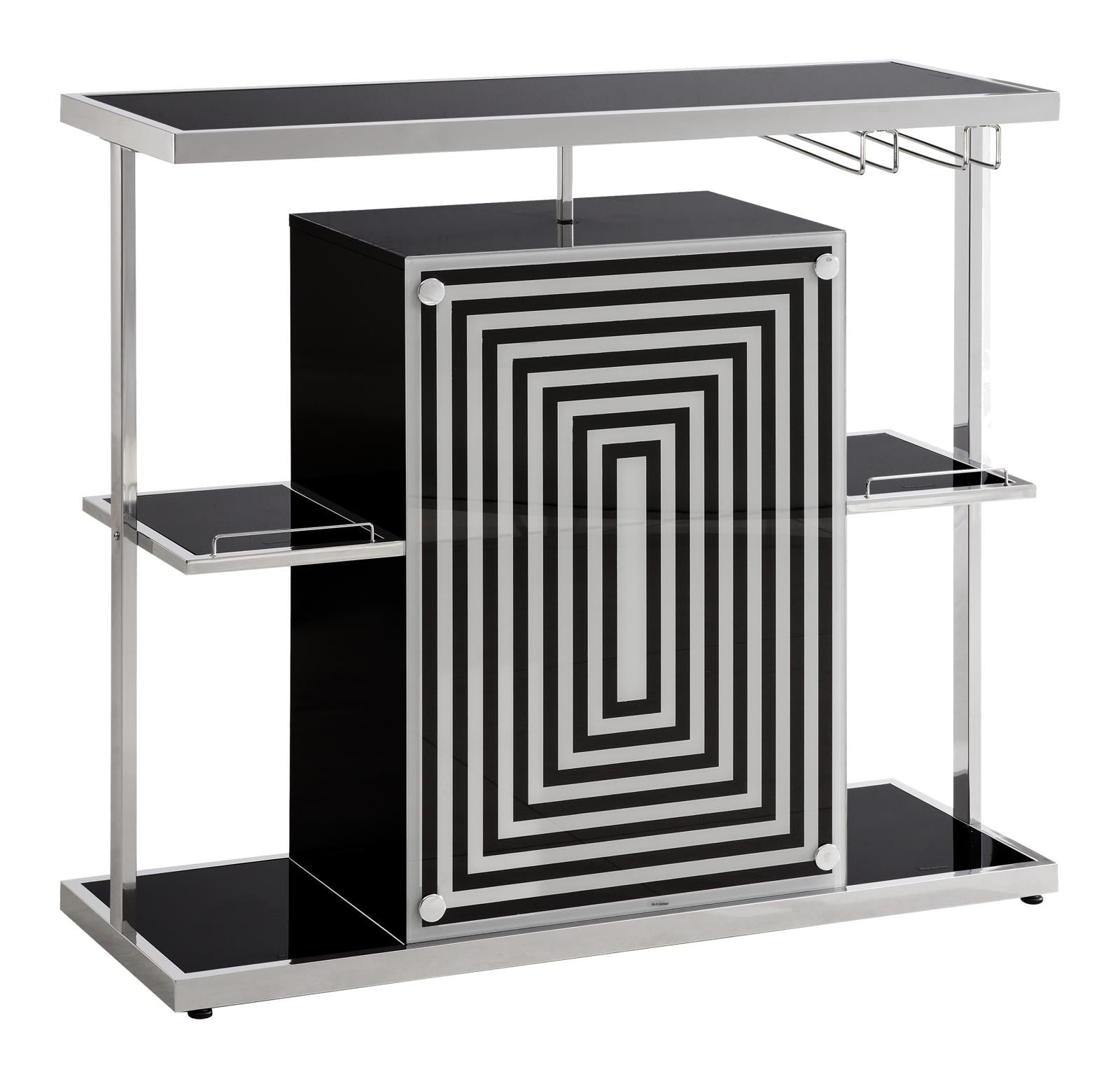 Zinnia Glossy Black/White 2-Tier Bar Unit - 130076 - Bien Home Furniture &amp; Electronics