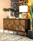 Zira Brown/Antique Gold Sunburst 4-Door Accent Cabinet - 953497 - Bien Home Furniture & Electronics