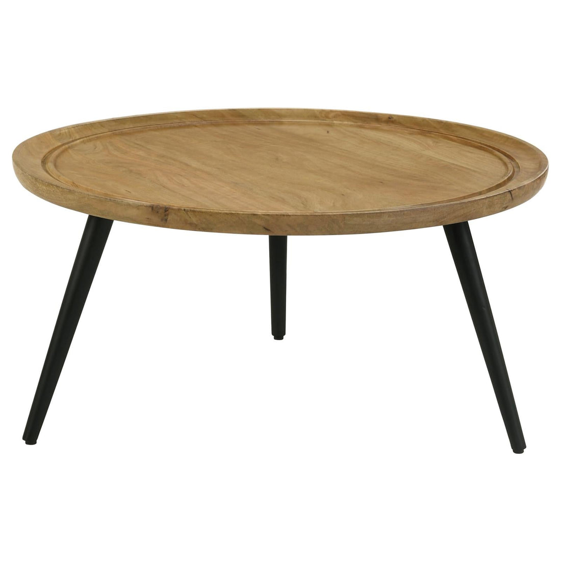 Zoe Natural/Black Round Coffee Table with Trio Legs - 736108 - Bien Home Furniture &amp; Electronics
